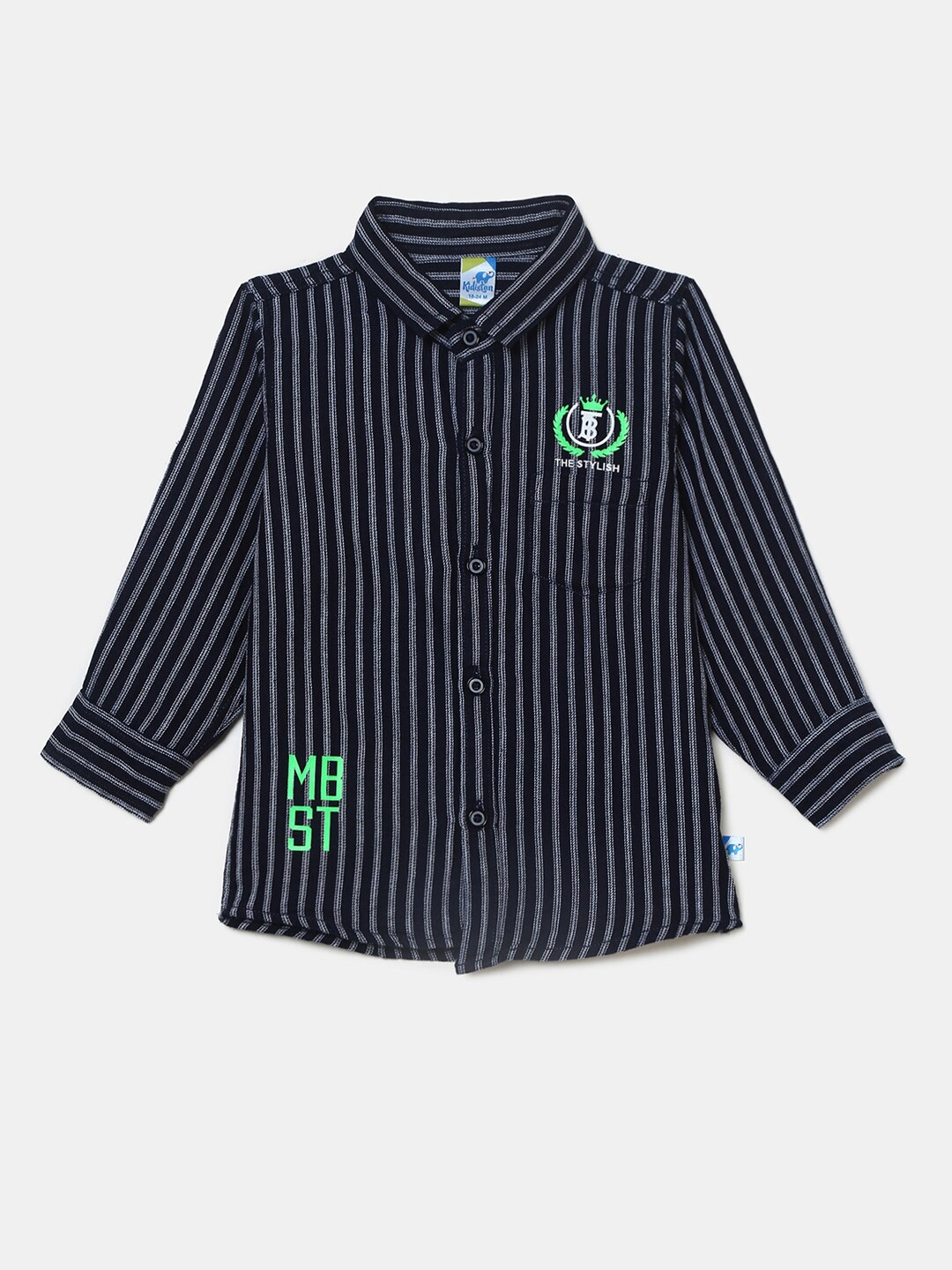 

V-Mart Kids Striped Cotton Casual Shirt, Navy blue