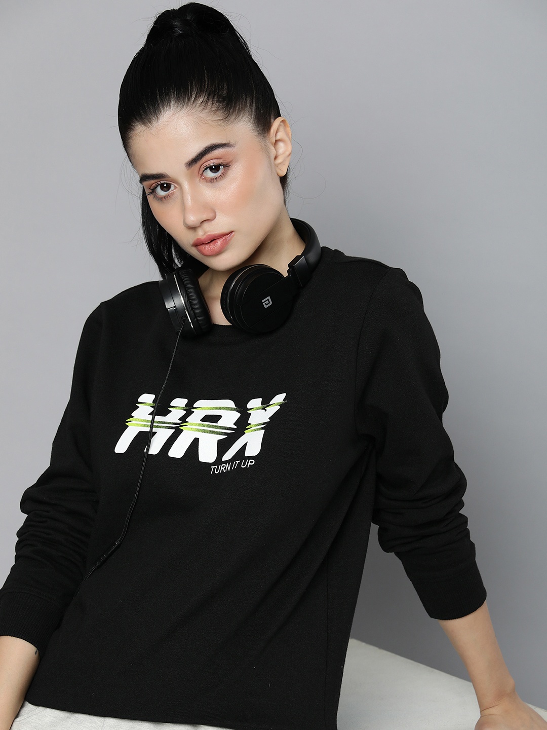 

HRX by Hrithik Roshan Women Printed Sweatshirt, Black