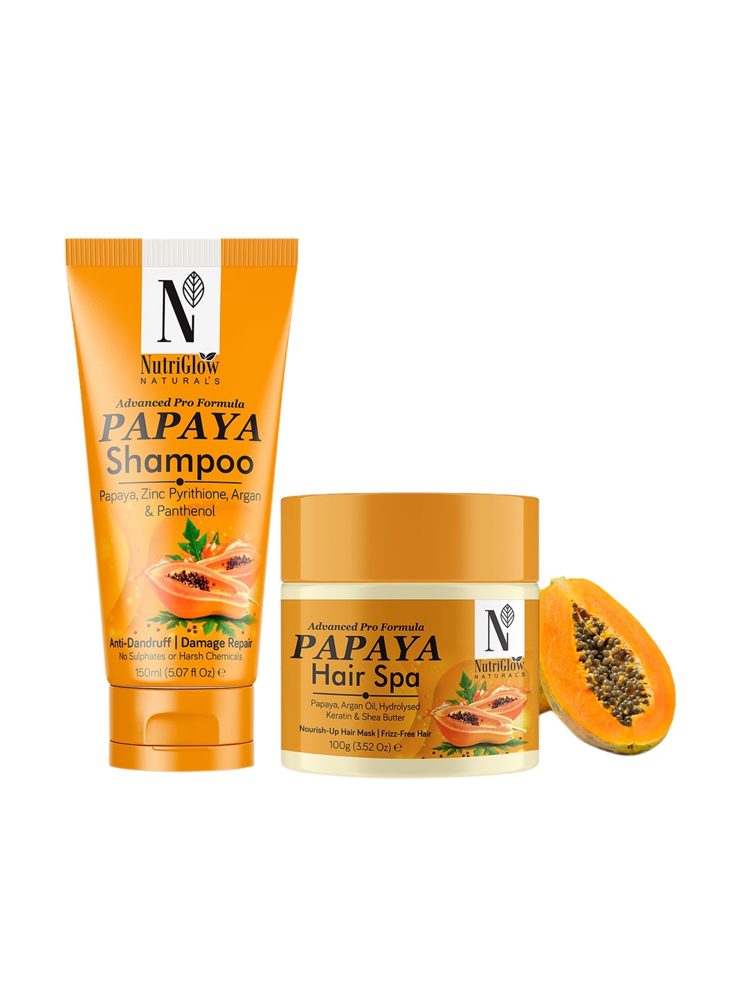 

NutriGlow Naturals Papaya Hair Shampoo-150gm & Papaya Hair Spa-100gm, Yellow