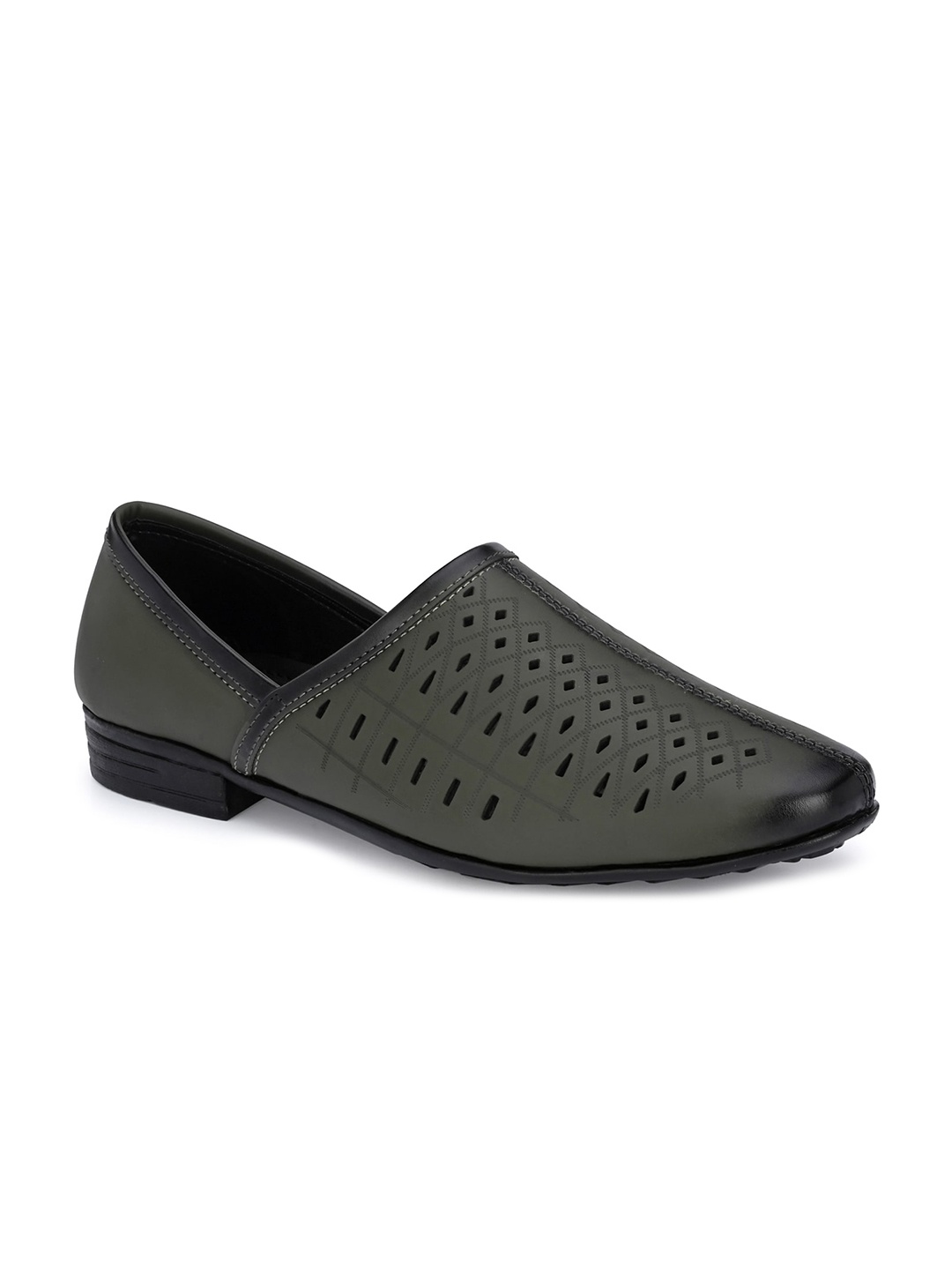 

John Karsun Men Laser Cuts Lightweight Mojaris, Olive