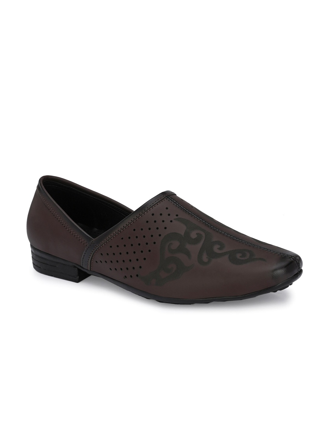 

John Karsun Men Textured Lightweight Mojaris, Brown