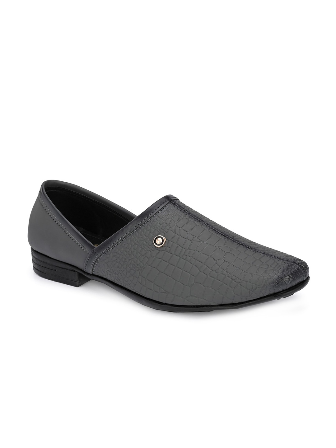 

John Karsun Men Textured Lightweight Mojaris, Grey