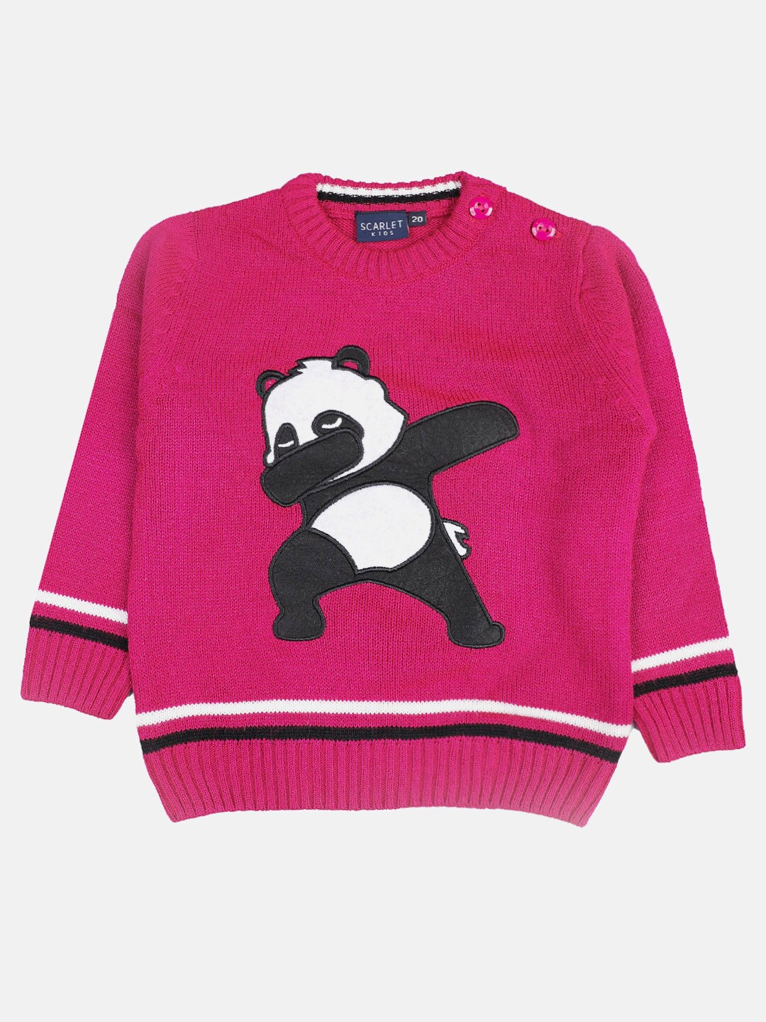 

CHIMPRALA Girls Graphic Printed Pullover Wool Sweater, Pink