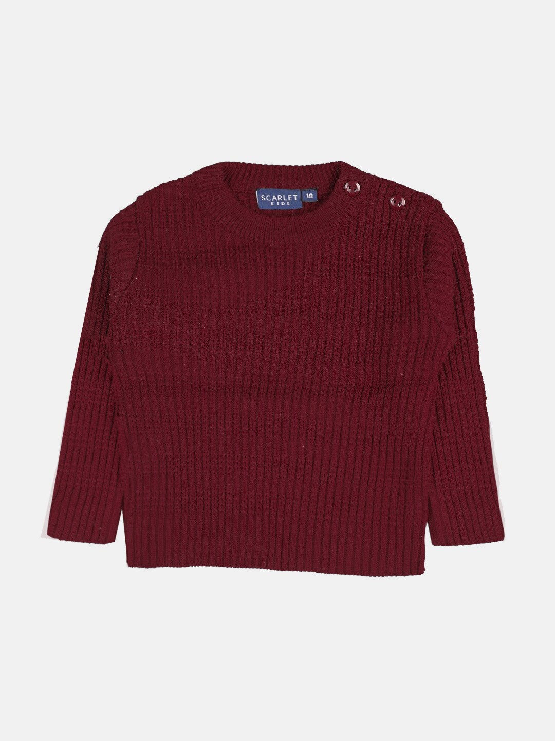 

CHIMPRALA Girls Ribbed Pullover Wool Sweater, Maroon