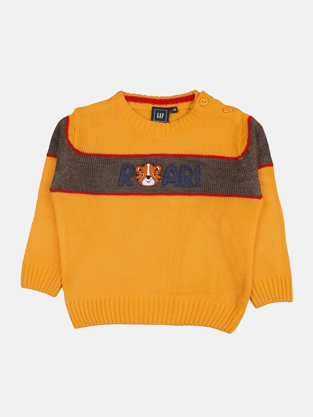 

CHIMPRALA Boys Printed Woolen Pullover, Yellow