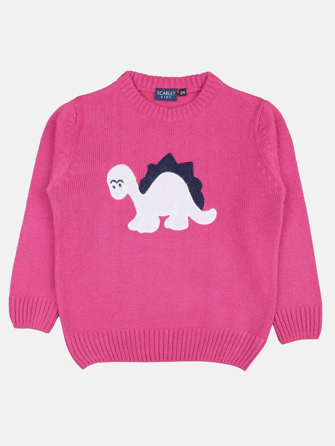 

CHIMPRALA Girls Self Design Woolen Pullover, Pink