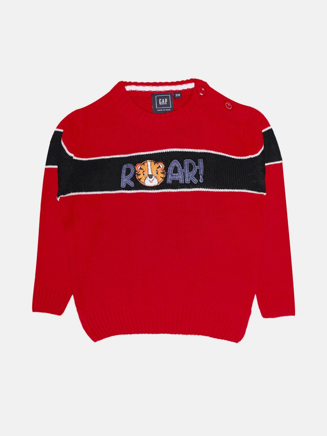 

CHIMPRALA Boys Self Design Woollen Pullover, Red