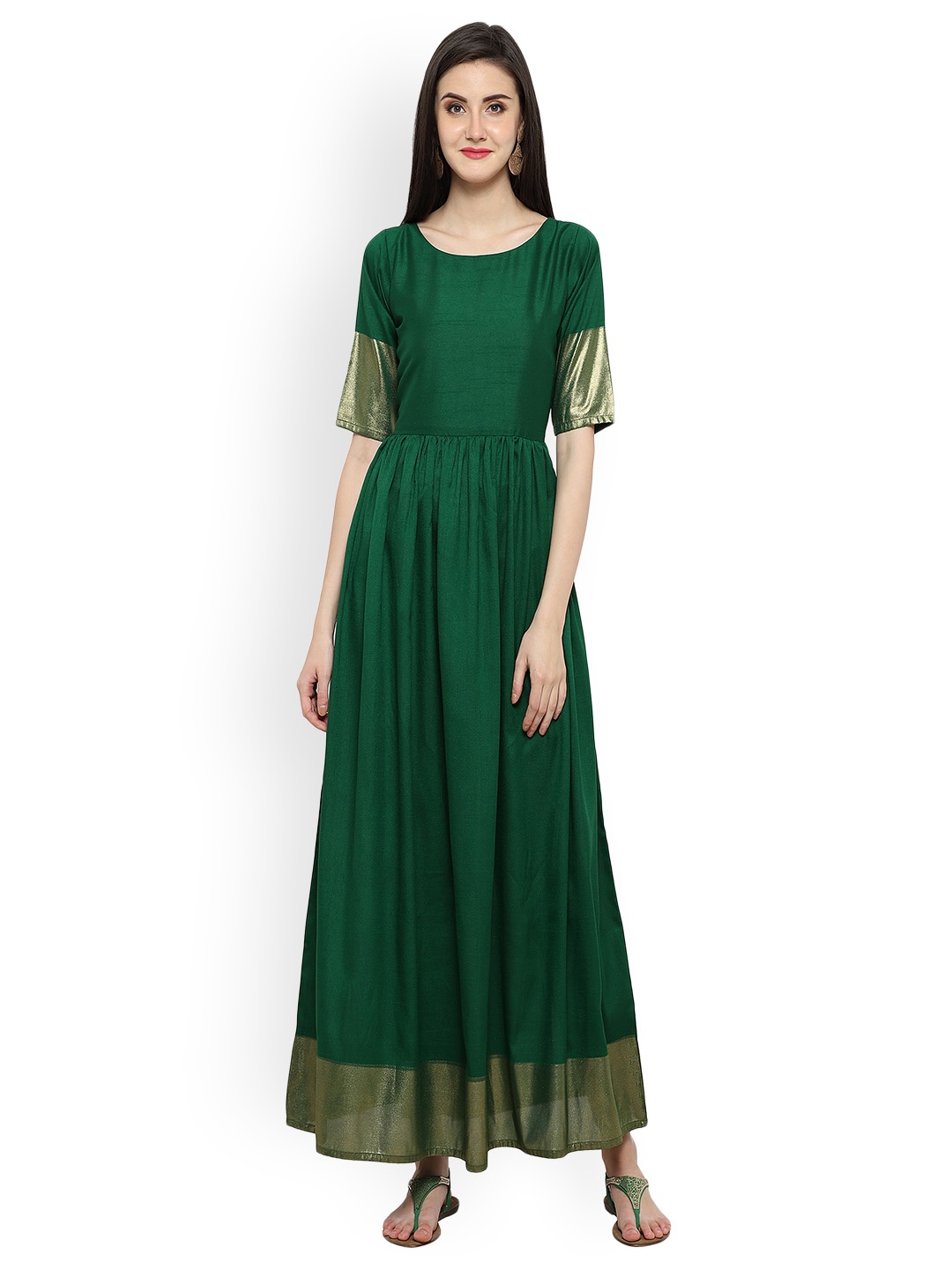 

Ahalyaa Women Green Solid A-Line Dress