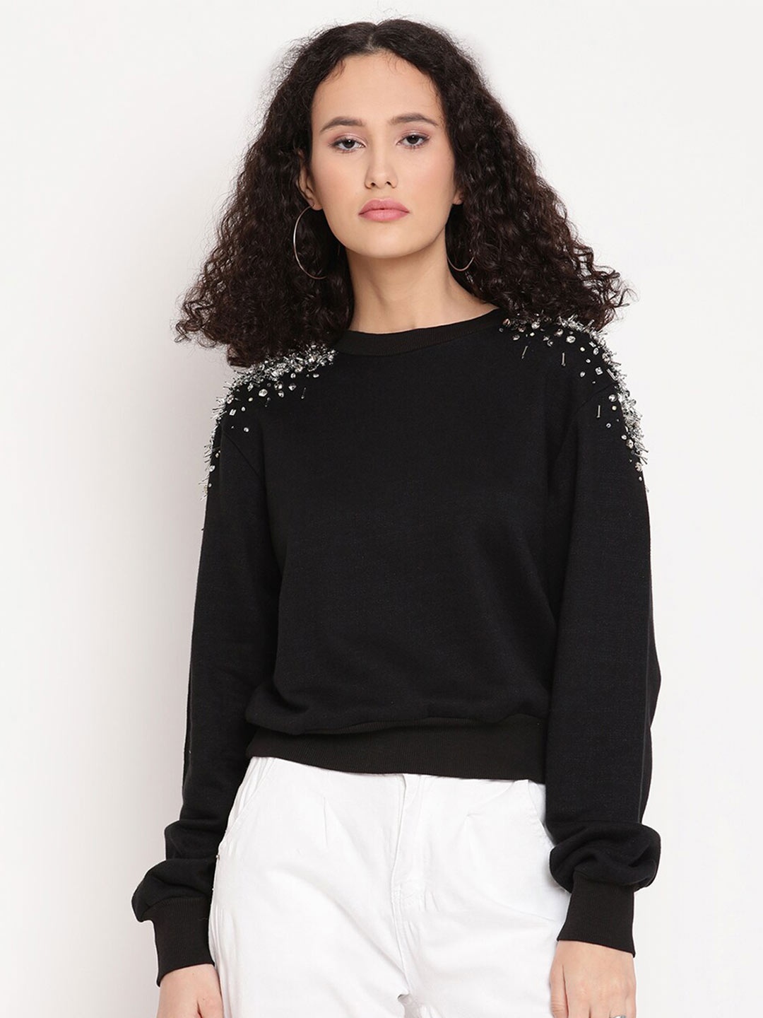 

Amagyaa Embellished Detail Cotton Top, Black