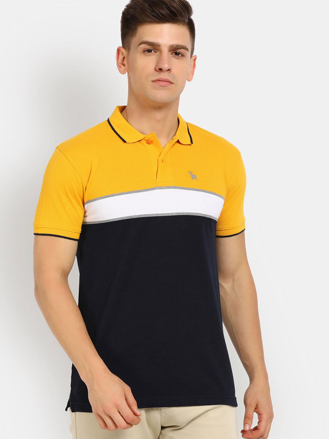 

V-Mart Men Cotton Polo Collar T-shirt, Gold