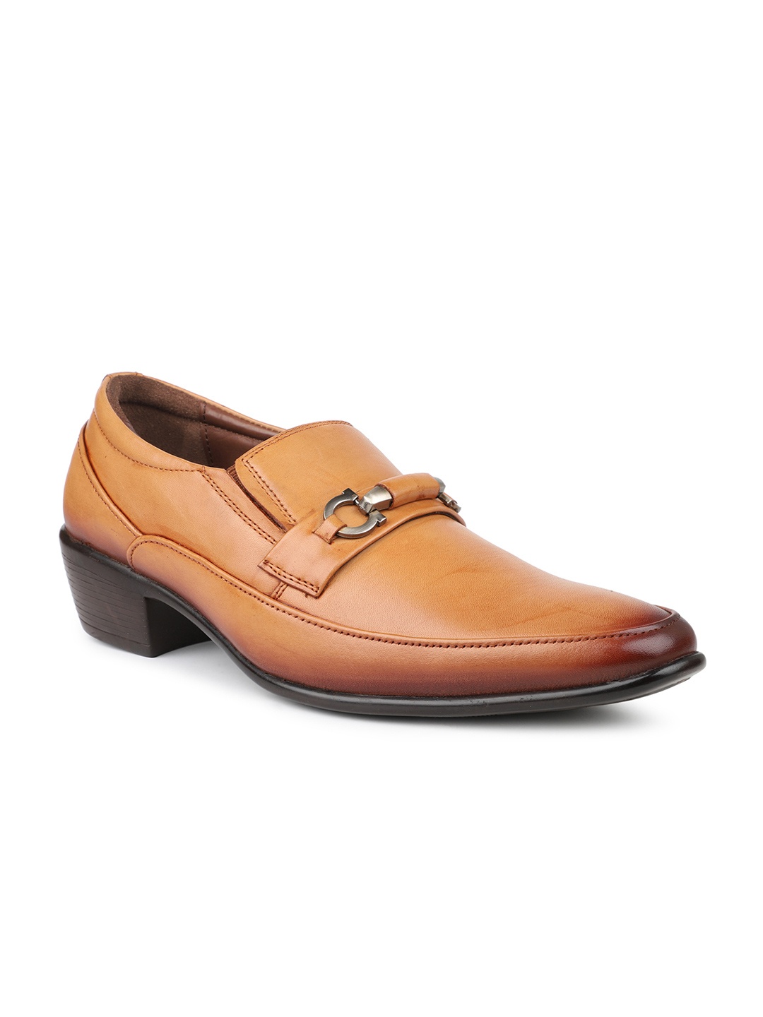 

PRIVO Men Tan Leather Slip-On Sneakers