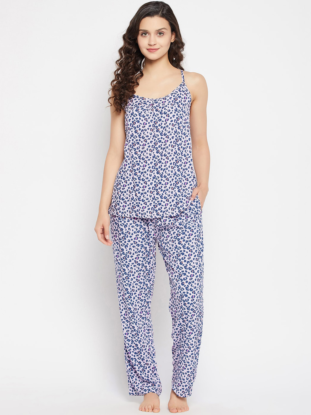 

Clovia Animal Print Cami Top & Pyjama Set, Purple