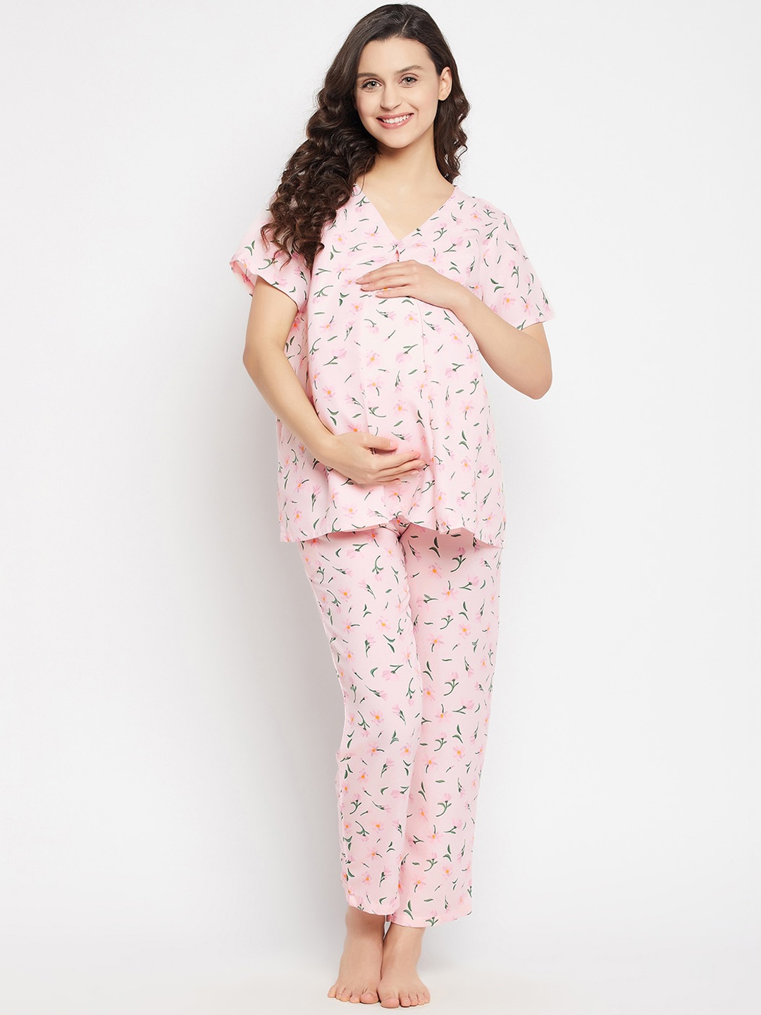 

Clovia Women Printed Night suit, Pink