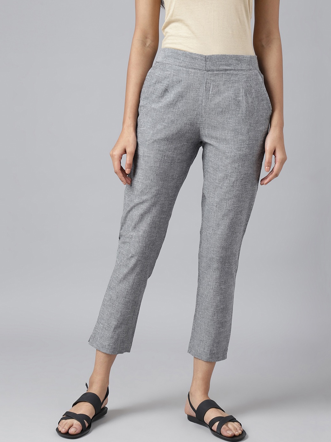 

Aurelia Women Regular Fit Cotton Trousers, Grey