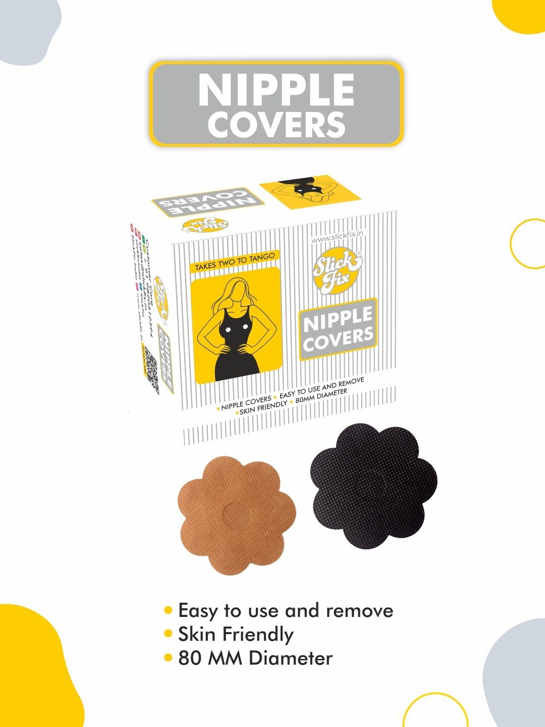 

SLICKFIX Set Of 20 Self Adhesive Nipple Covers - Black & Skin, Nude