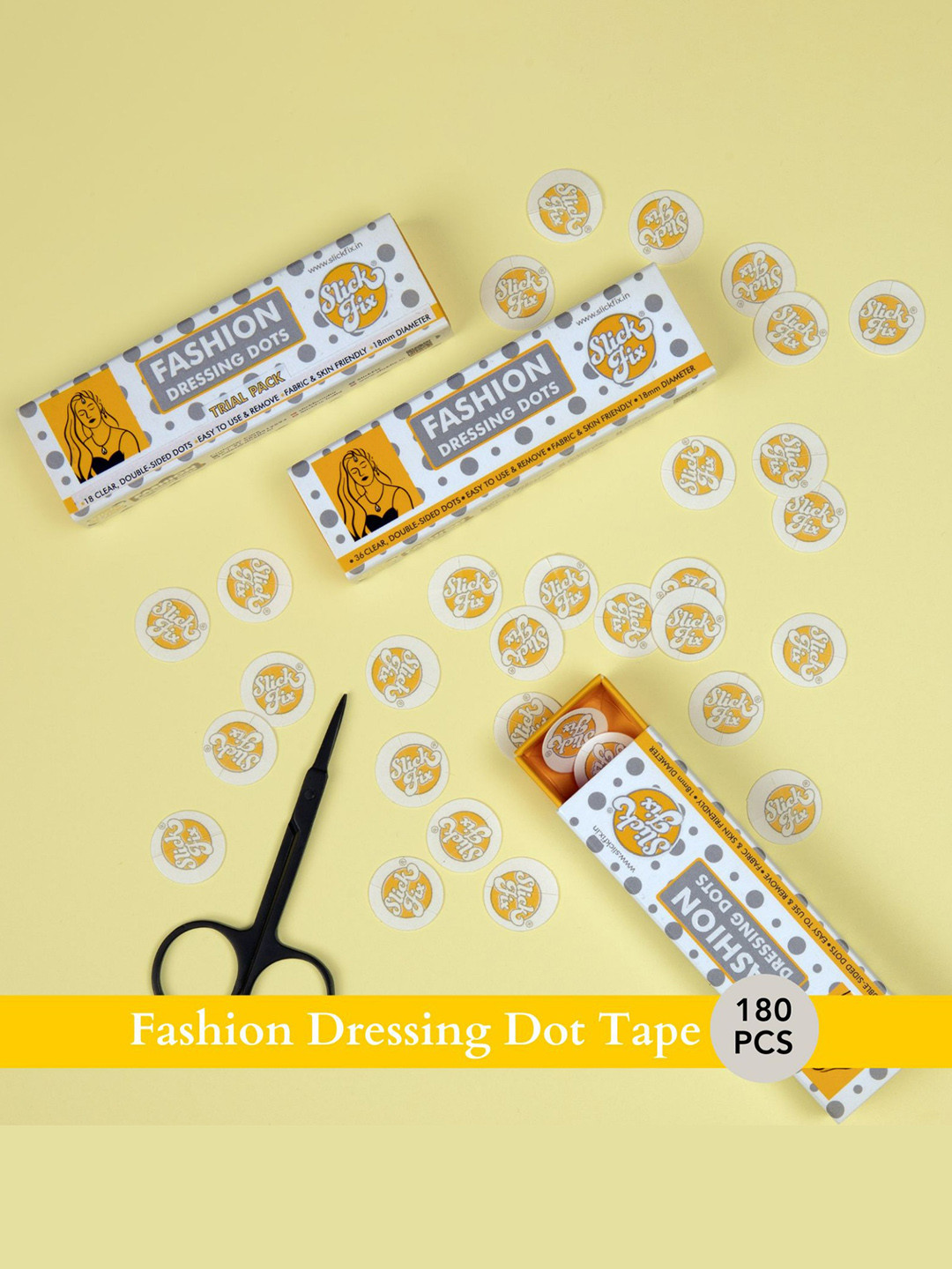 

SLICKFIX Set Of 180 Dressing Dot Accessory Tape, Transparent