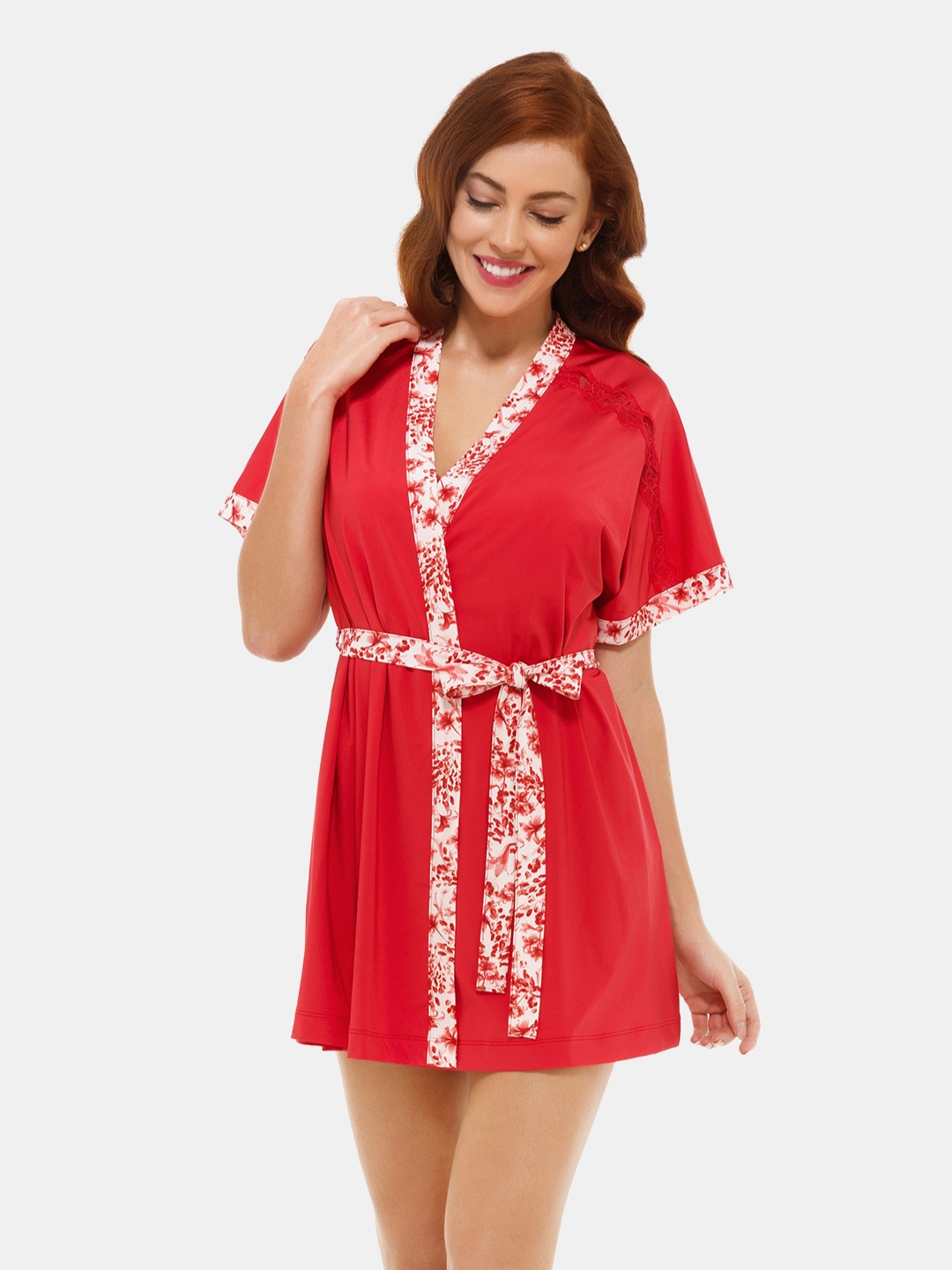 

Amante Women Above Knee Length Robe, Red