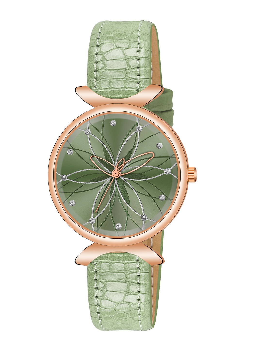 

Wuxi Women Brass Dial & Leather Straps Analogue Watch M-874 Green