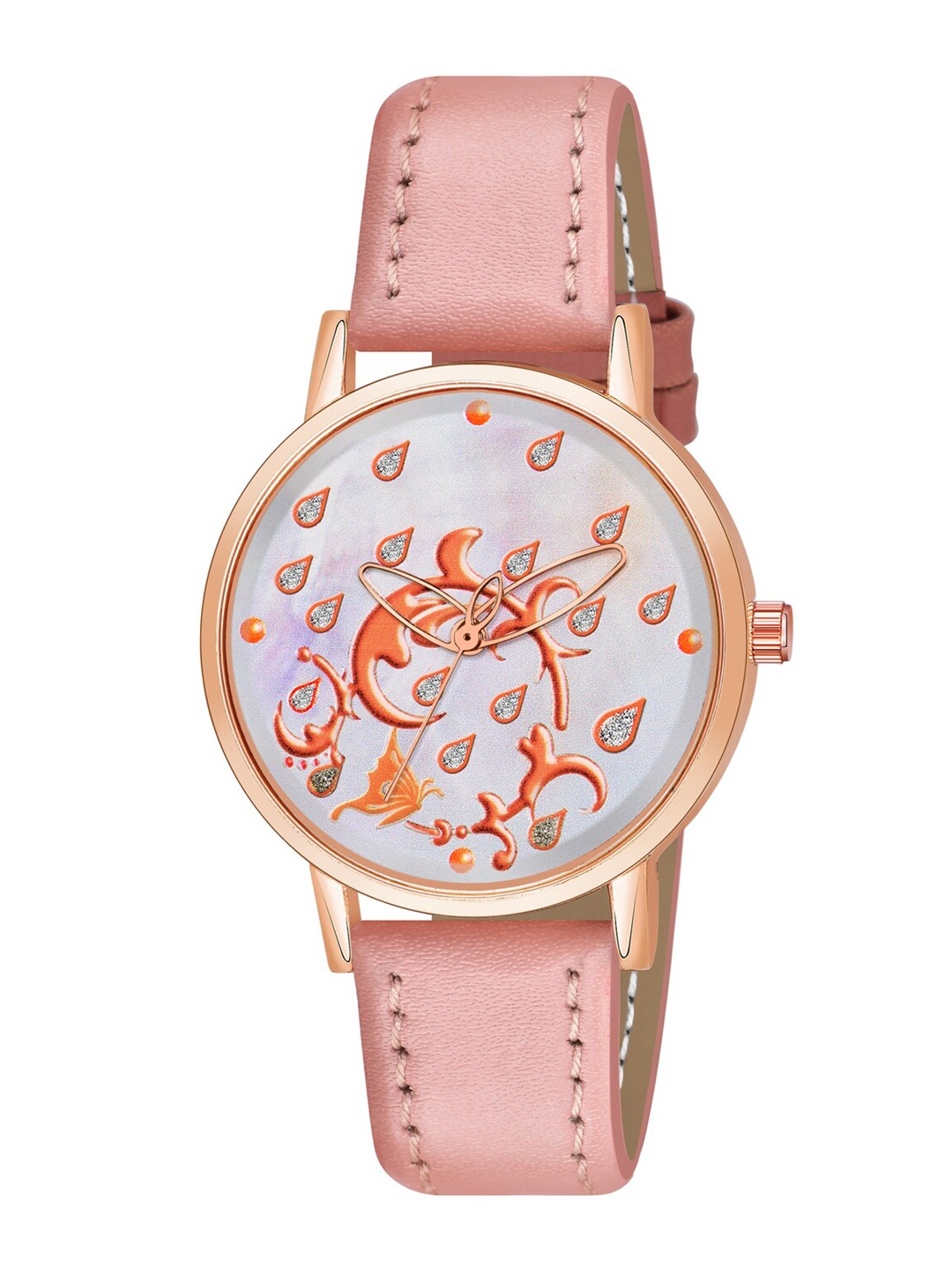 

Wuxi Women Brass Printed Dial & Leather Straps Analogue Watch M-876 Pink