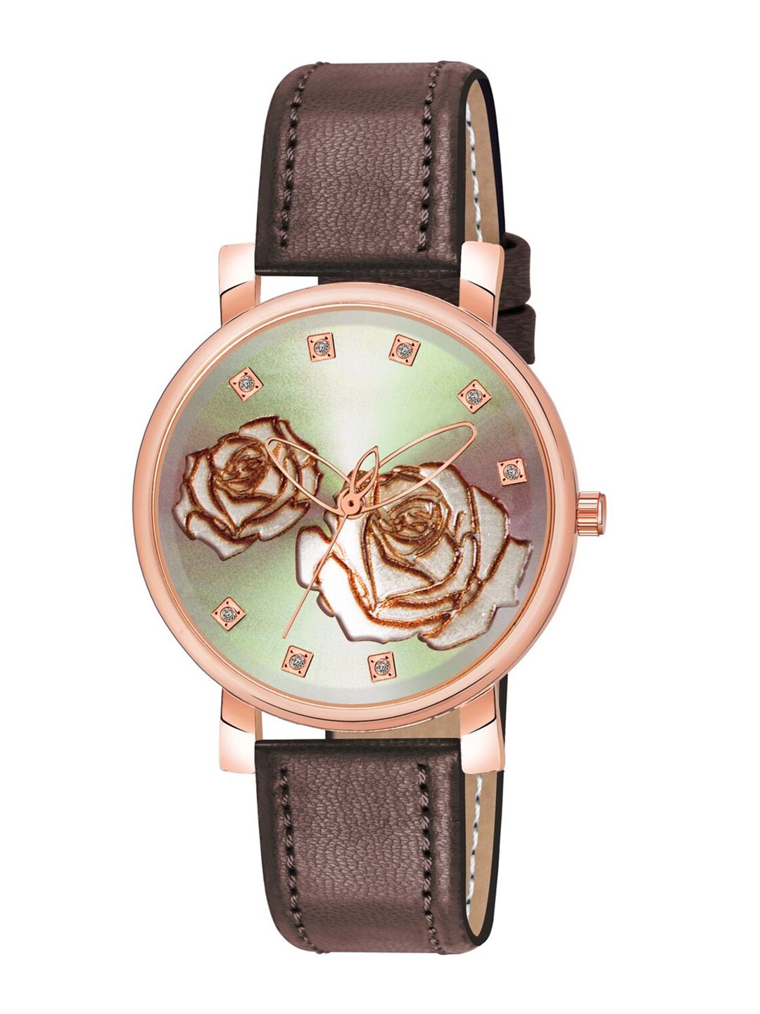 

Wuxi Women Brass Embellished Dial & Leather Straps Analogue Watch M-875 Brown