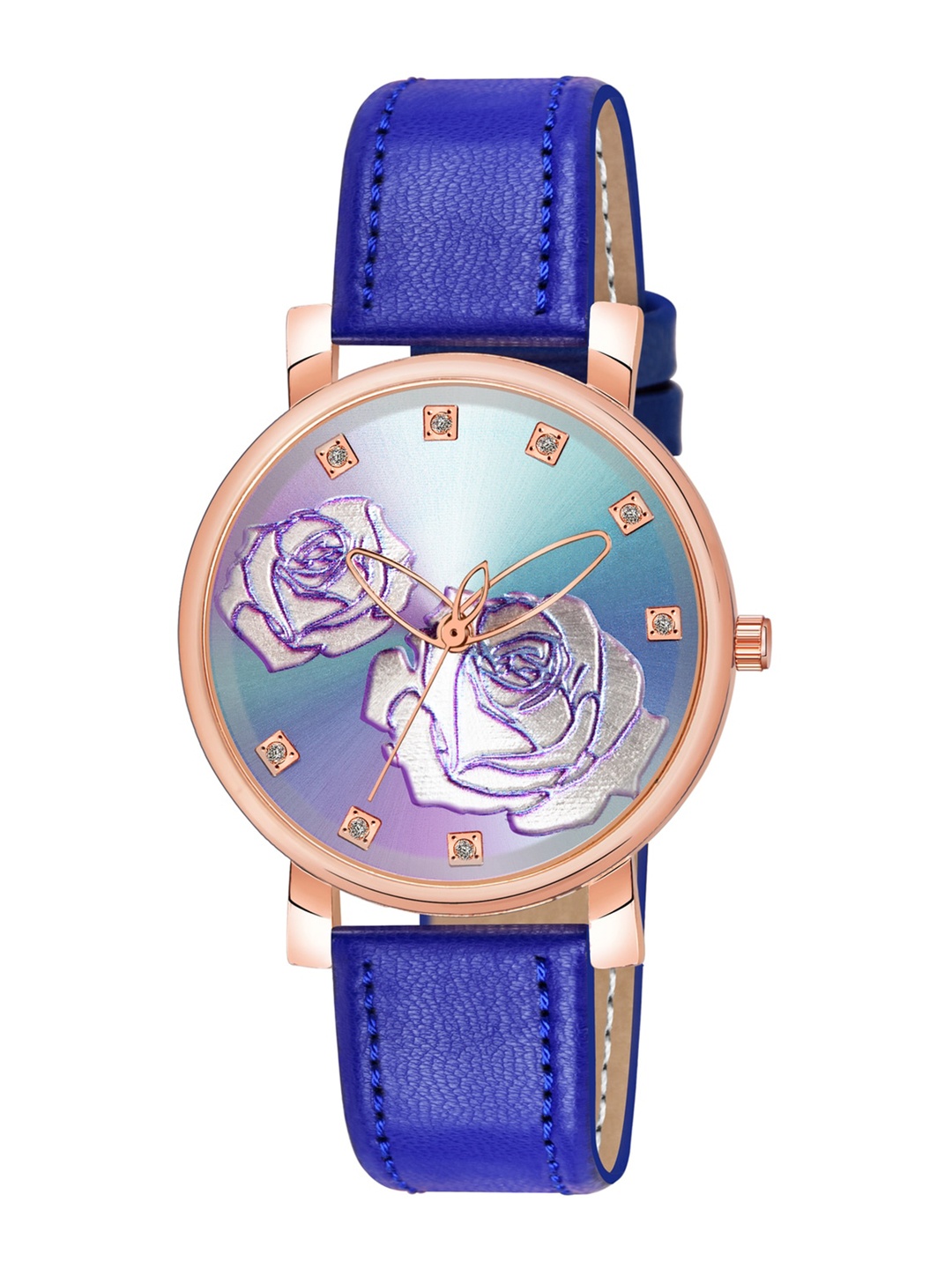 

Wuxi Women Brass Embellished Dial & Leather Straps Analogue Watch M-875 Blue