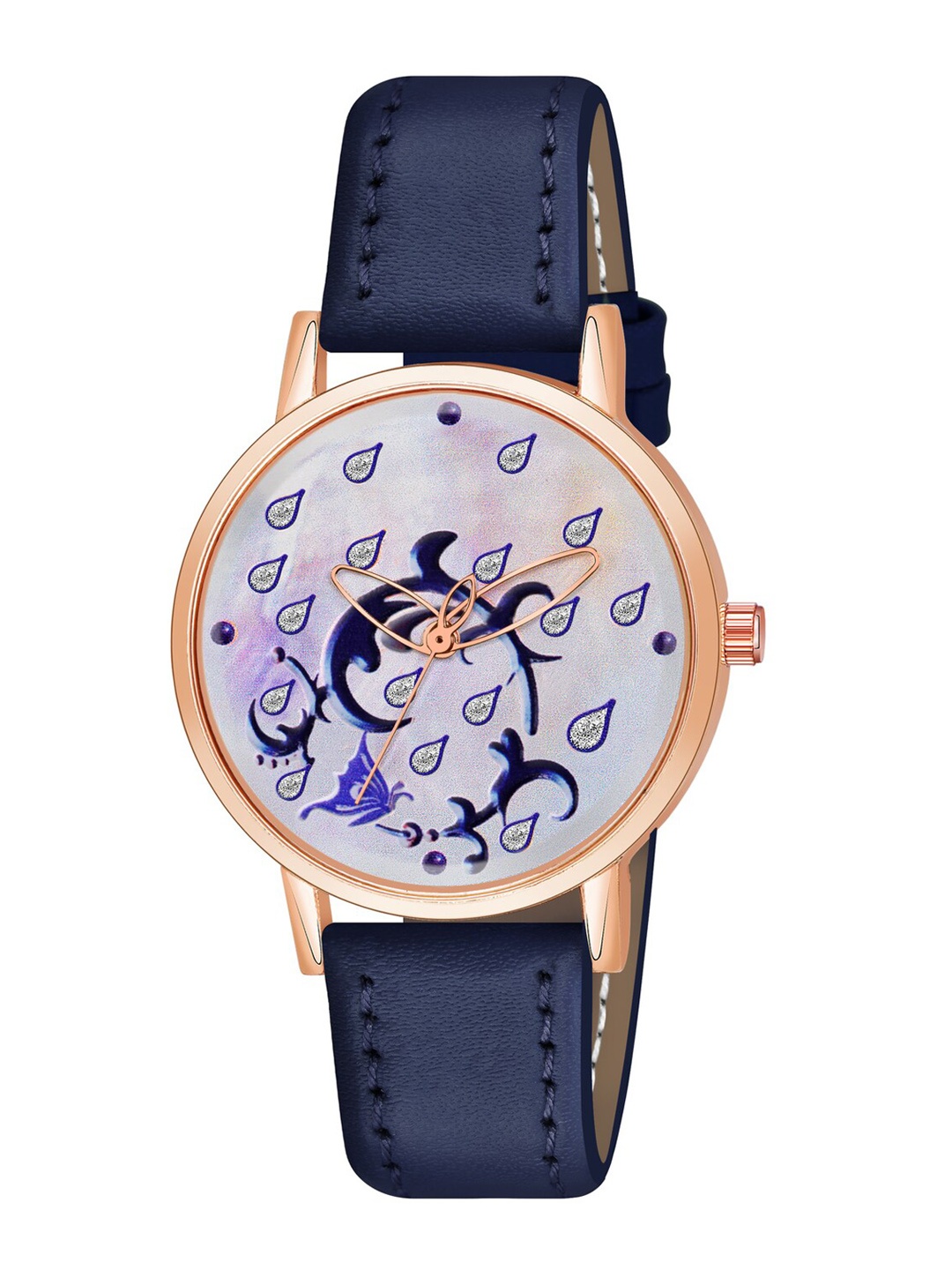 

Wuxi Women Brass Printed Dial & Leather Straps Analogue Watch M-876 Blue