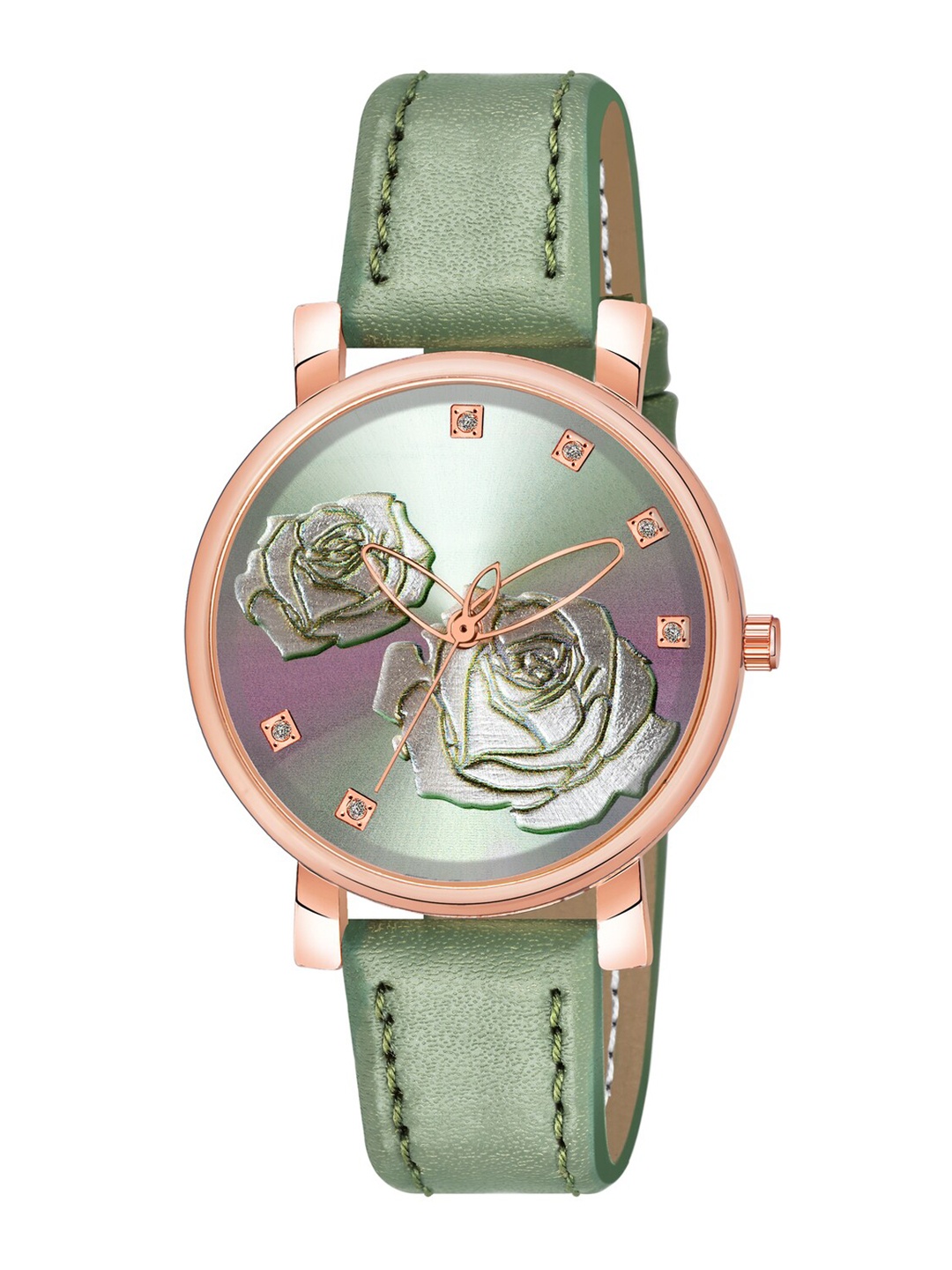 

Wuxi Women Brass Dial & Leather Straps Analogue Watch M-875 Green