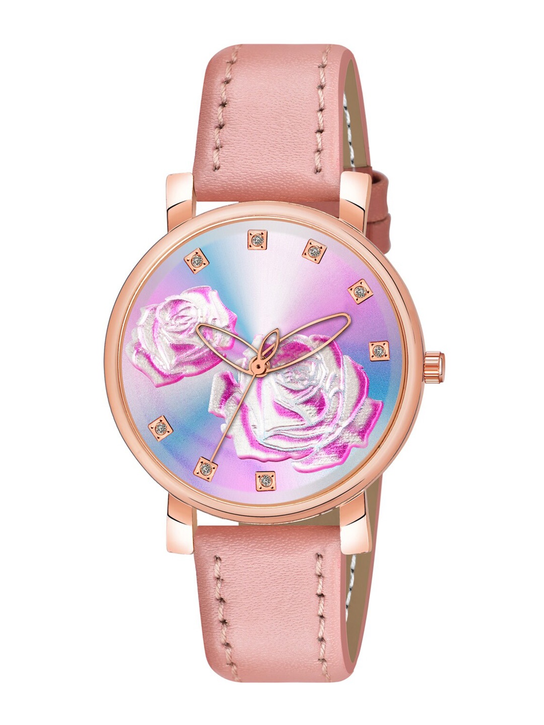 

Wuxi Women Brass Dial & Leather Straps Analogue Watch M-875 Pink