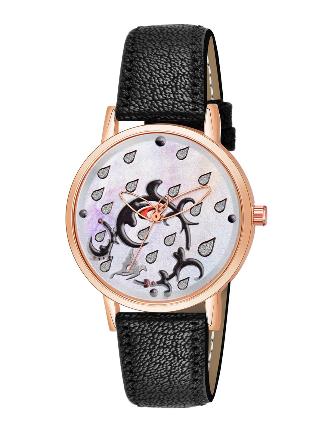 

Wuxi Women Brass Printed Dial & Leather Straps Analogue Watch M-876 Black