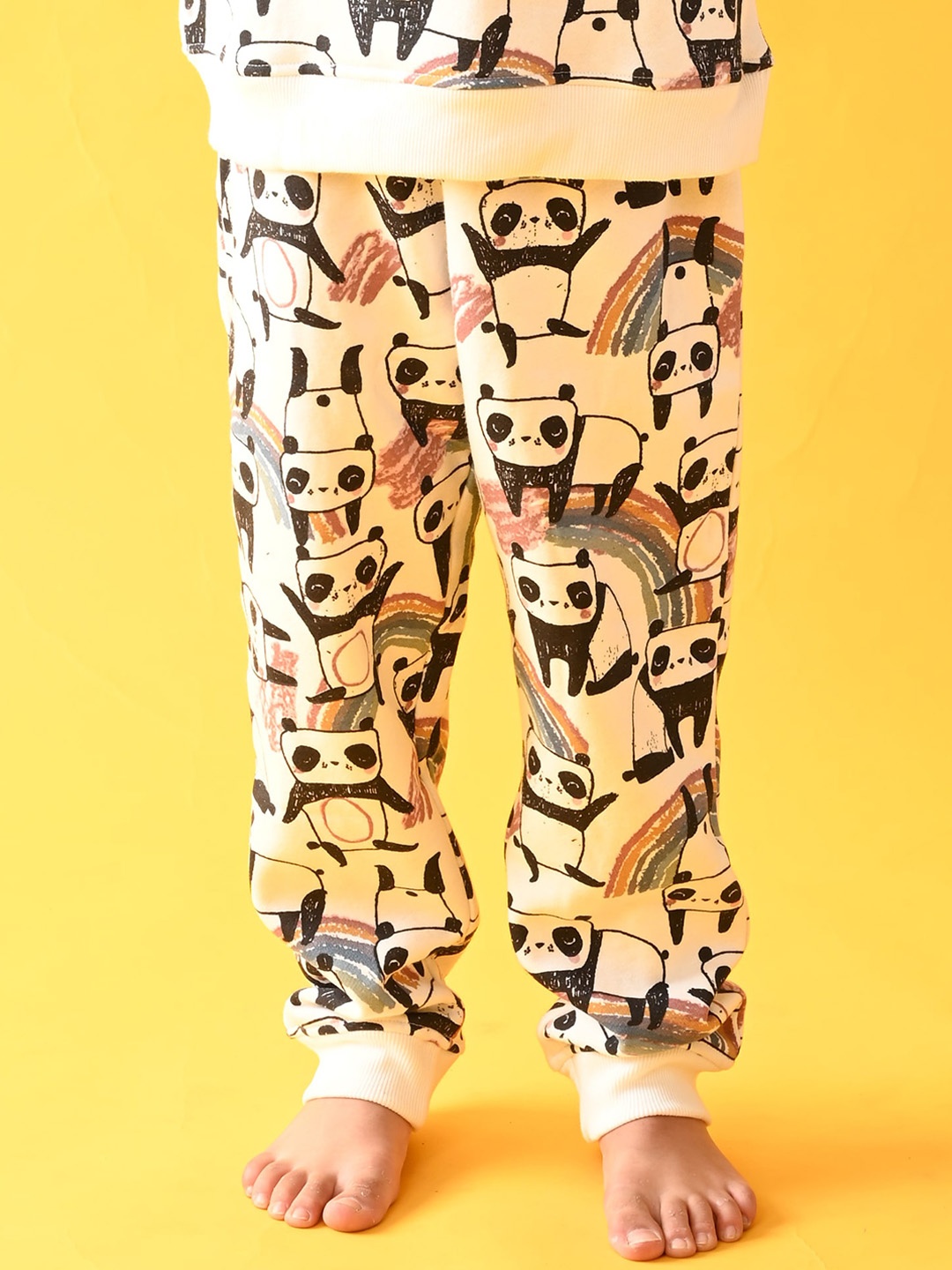 

Anthrilo Boys Printed High-Rise Fleece Joggers Lounge Pant, White