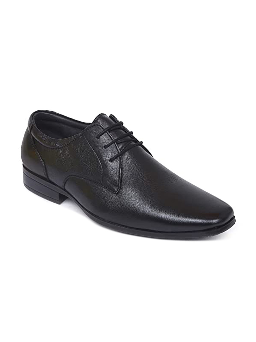Zoom Shoes Men Textured Genuine Leather Formal Derbys, Black