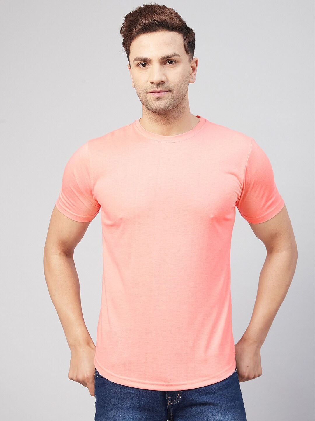 

GRITSTONES Men Cotton T-shirt, Coral