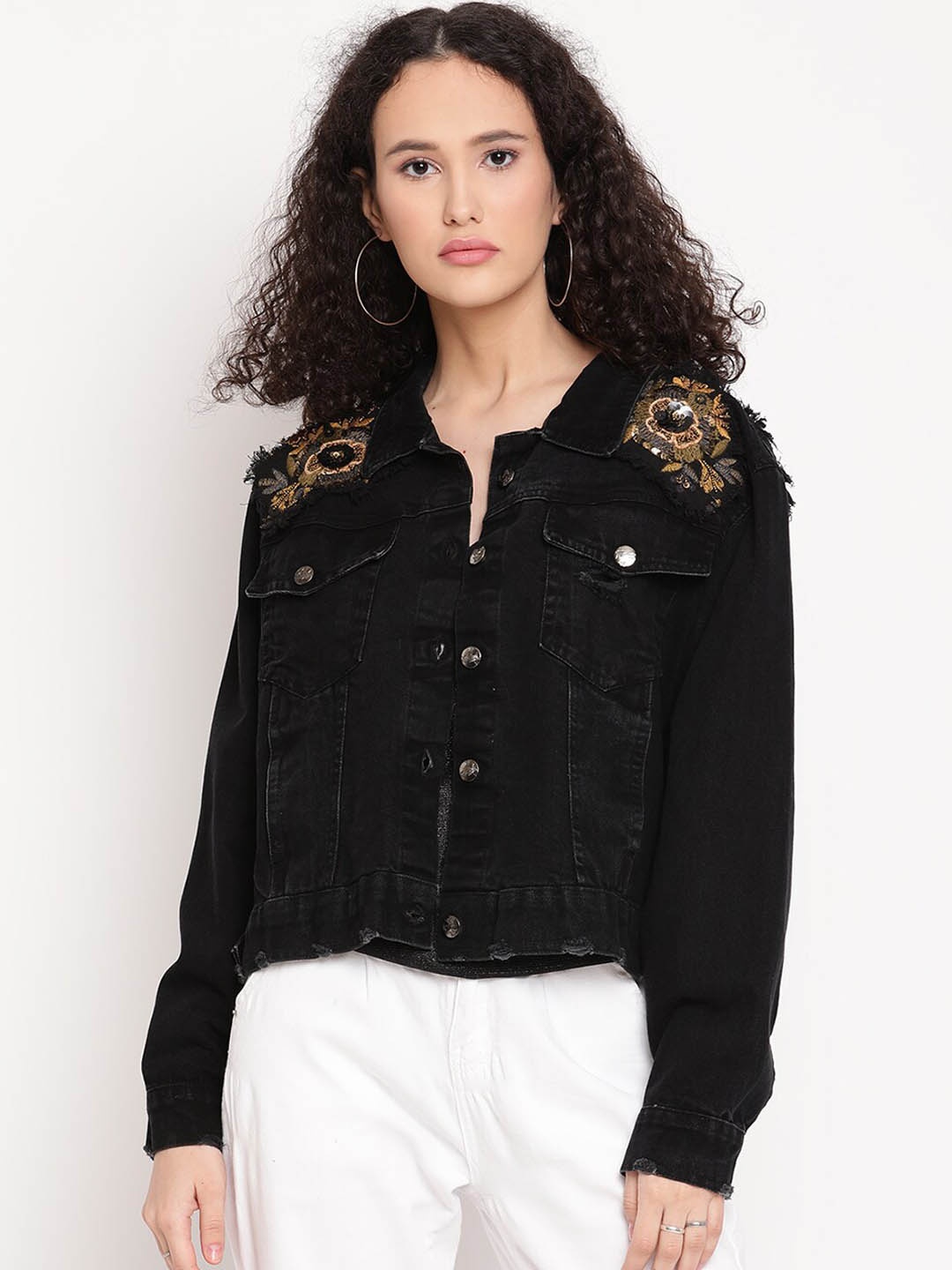 

Amagyaa Women Cotton Crop Tailored Jacket, Black