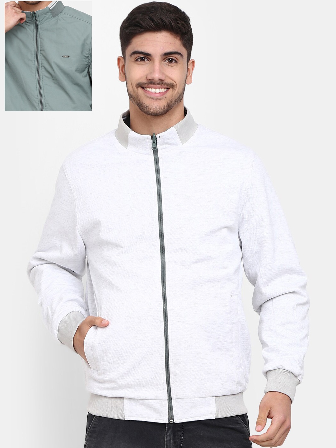 

V-Mart Men Reversible Outdoor Cotton Bomber Jacket, Green