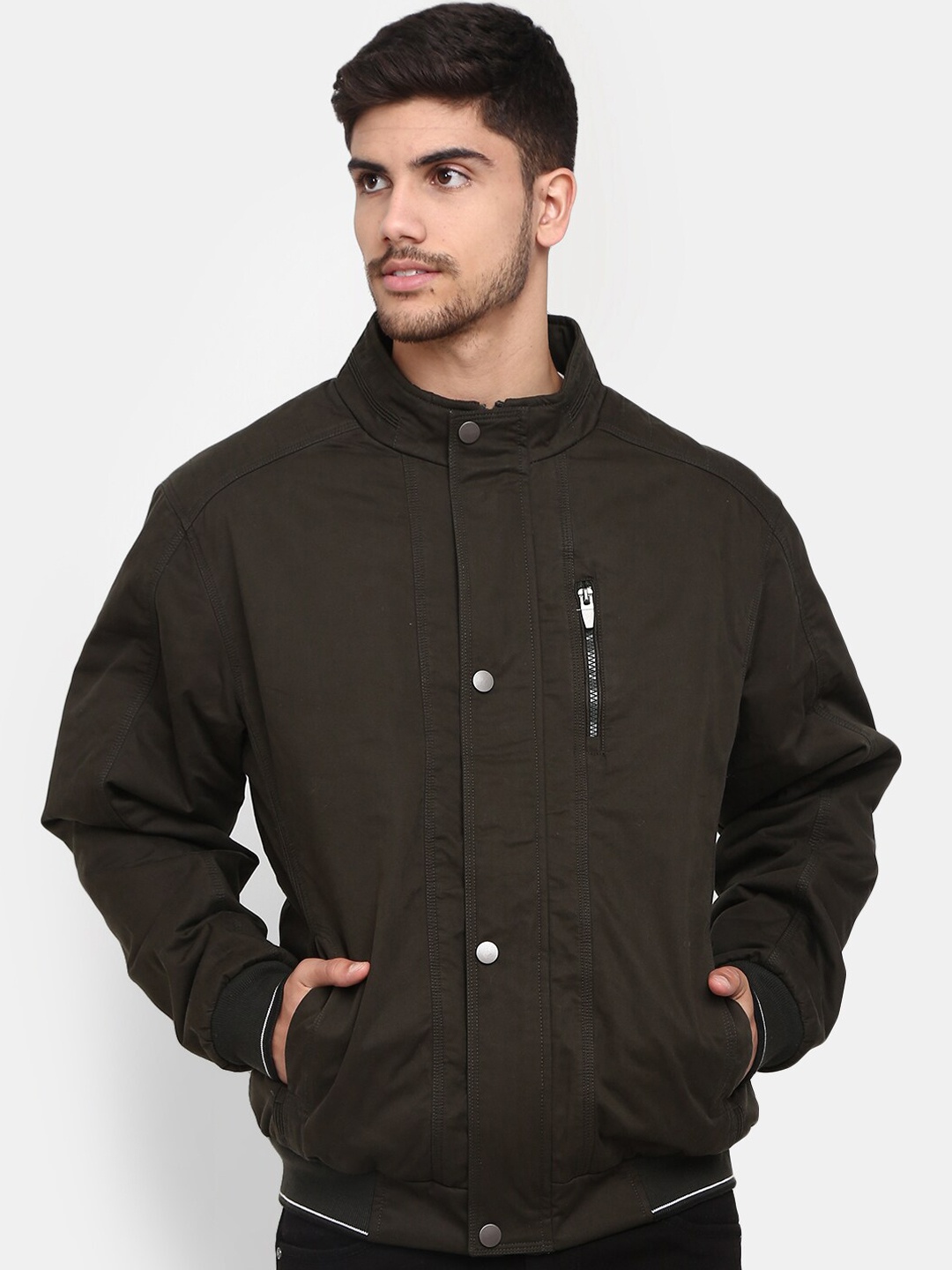 

V-Mart Men Cotton Lightweight Outdoor Bomber Jacket, Olive