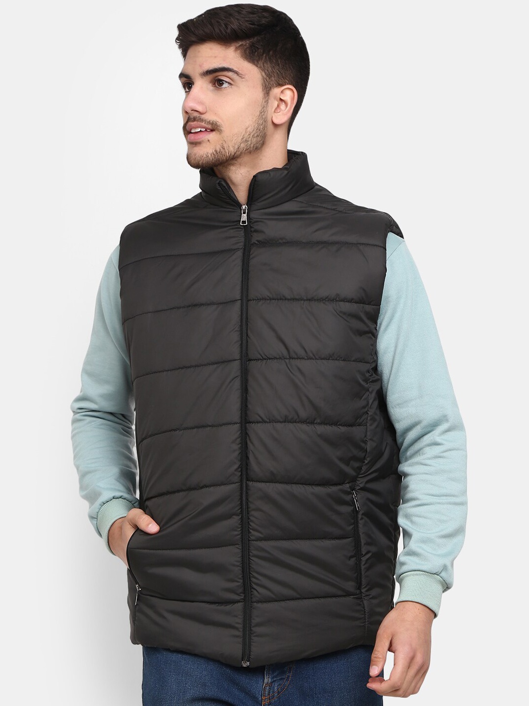 

V-Mart Men Lightweight Outdoor Cotton Padded Jacket, Black