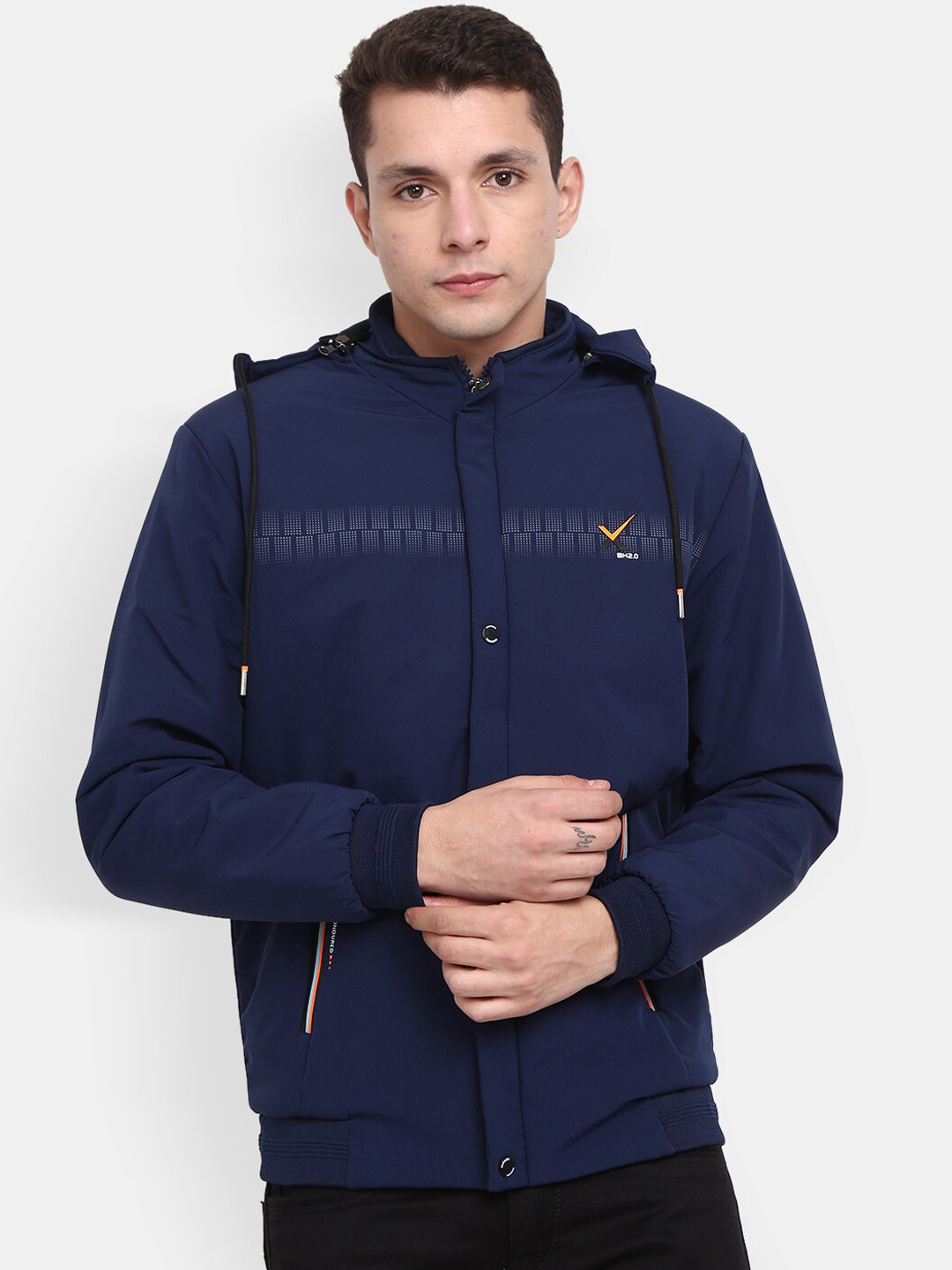 

V-Mart Men Cotton Lightweight Bomber Jacket, Blue