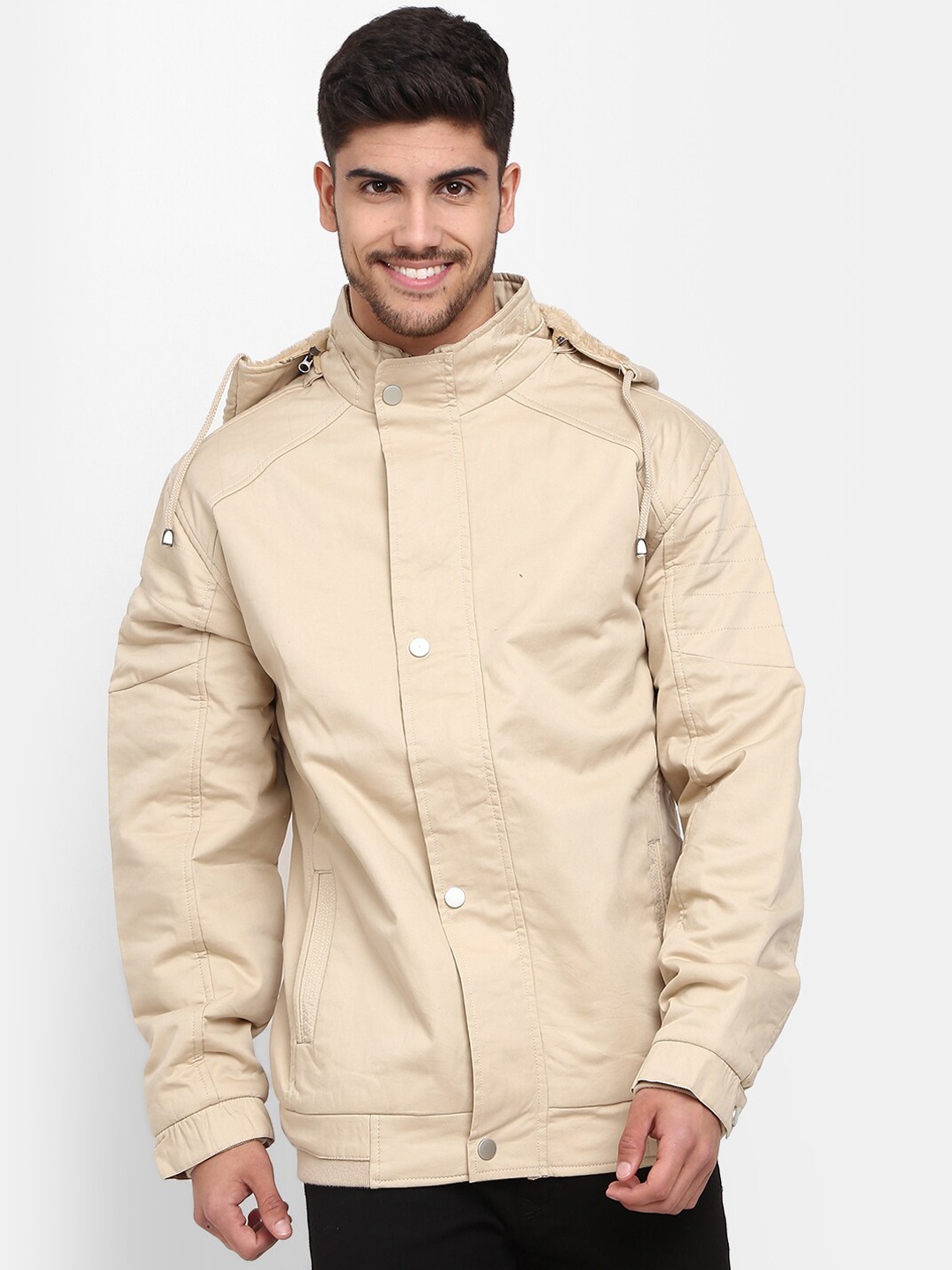 

V-Mart Men Cotton Lightweight Bomber Jacket, Beige