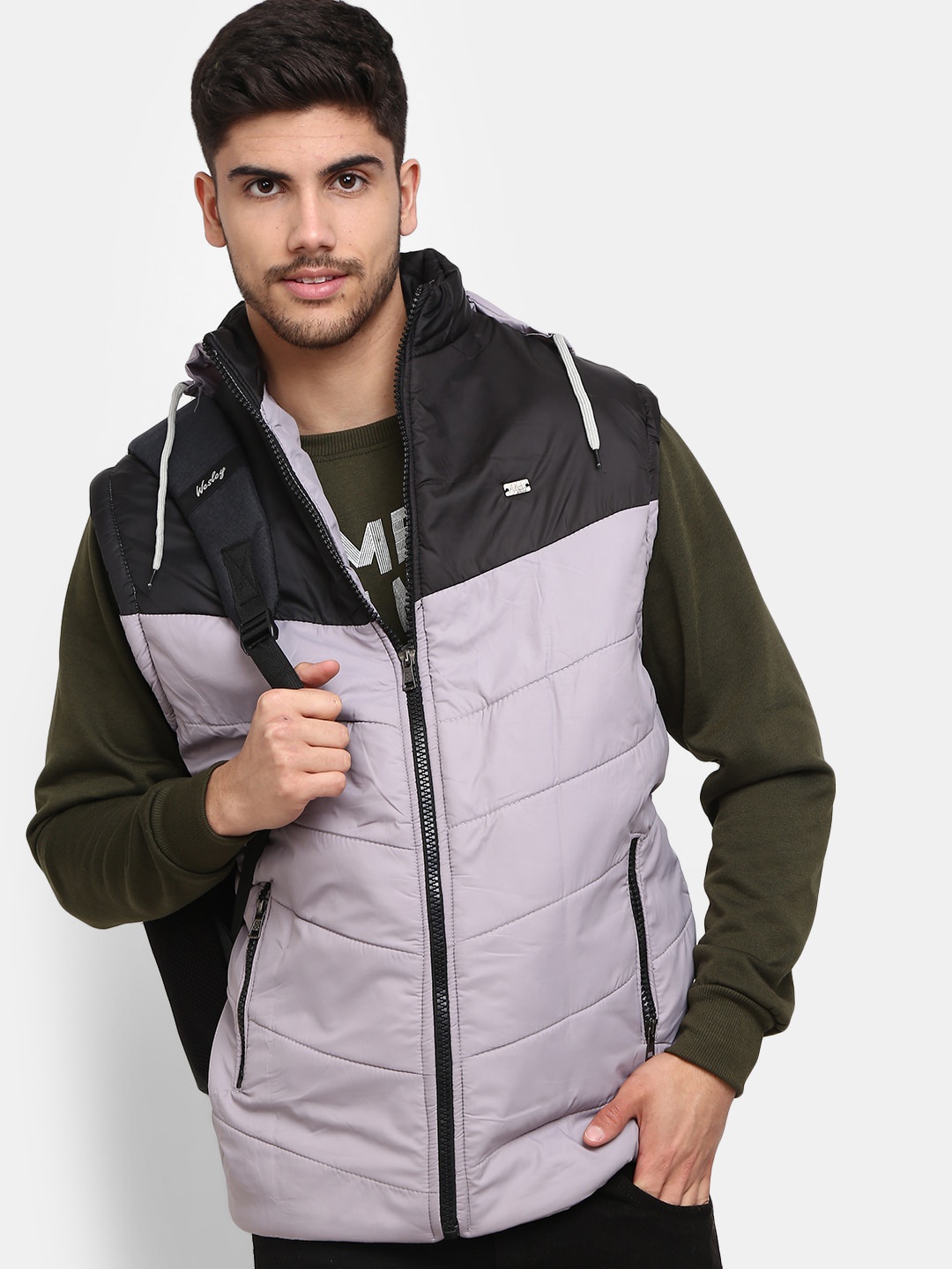 

V-Mart Men Colourblocked Cotton Lightweight Outdoor Padded Jacket, Grey