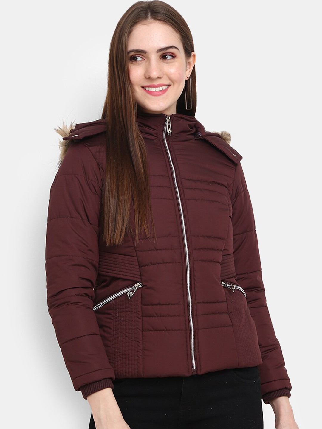 

V-Mart Women Lightweight Parka Jacket, Maroon