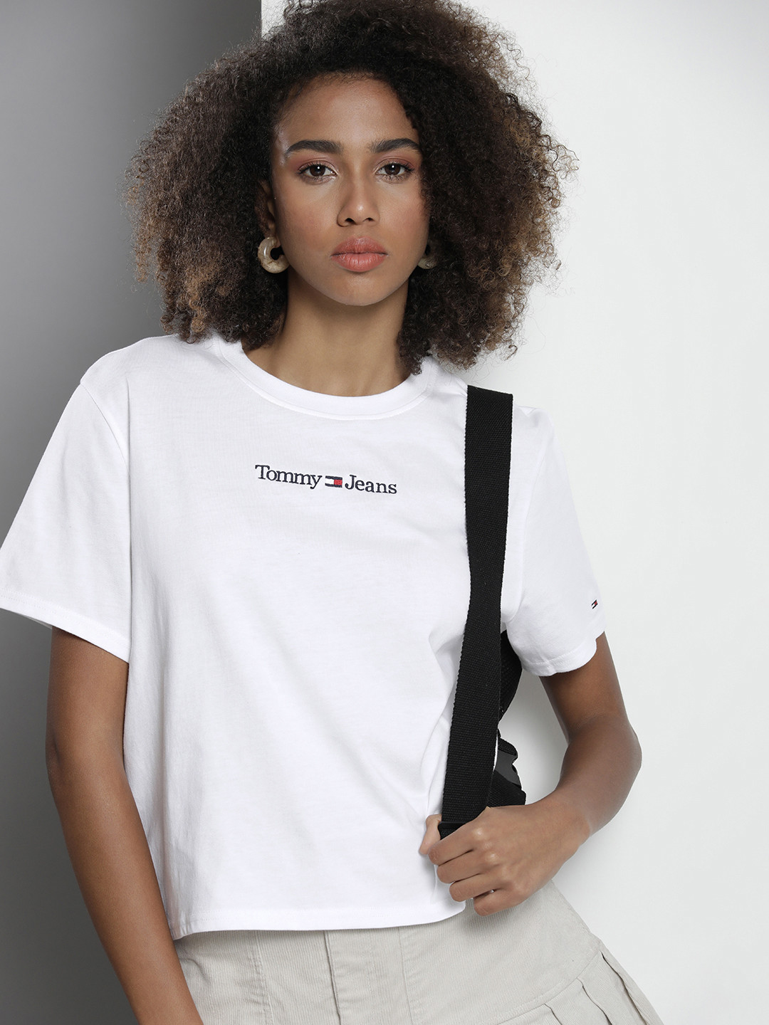 

Tommy Hilfiger Women Embroidered Brand Logo Pure Cotton T-shirt, White