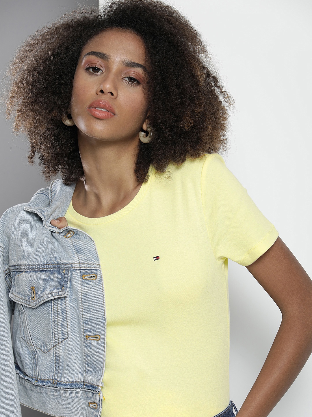 

Tommy Hilfiger Women Solid Pure Cotton T-shirt, Yellow