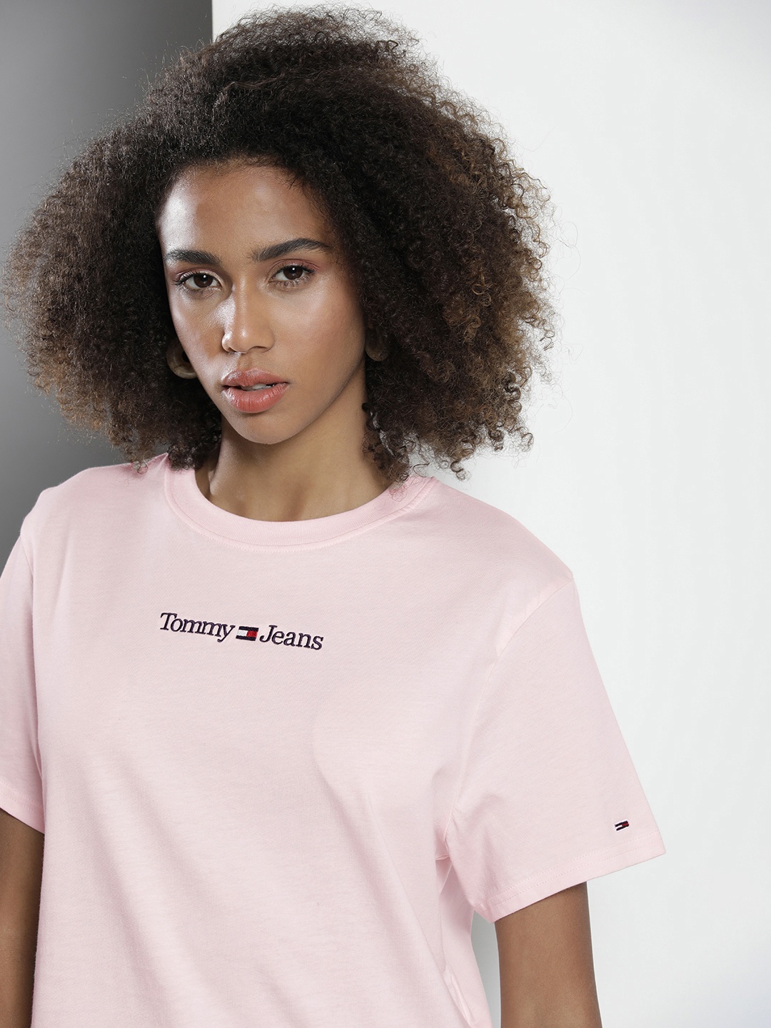 

Tommy Hilfiger Women Embroidered Brand Logo Pure Cotton T-shirt, Pink
