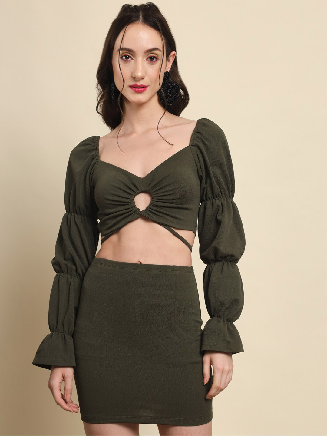 

Darzi Women Crepe Bodycon Dress, Green