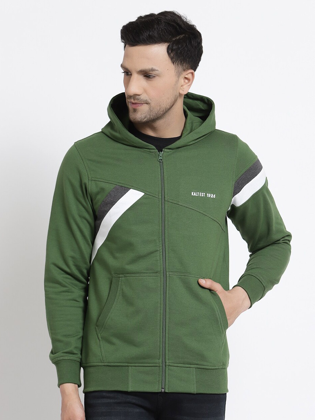 

Kalt Hooded Front-Open Sweatshirt, Green
