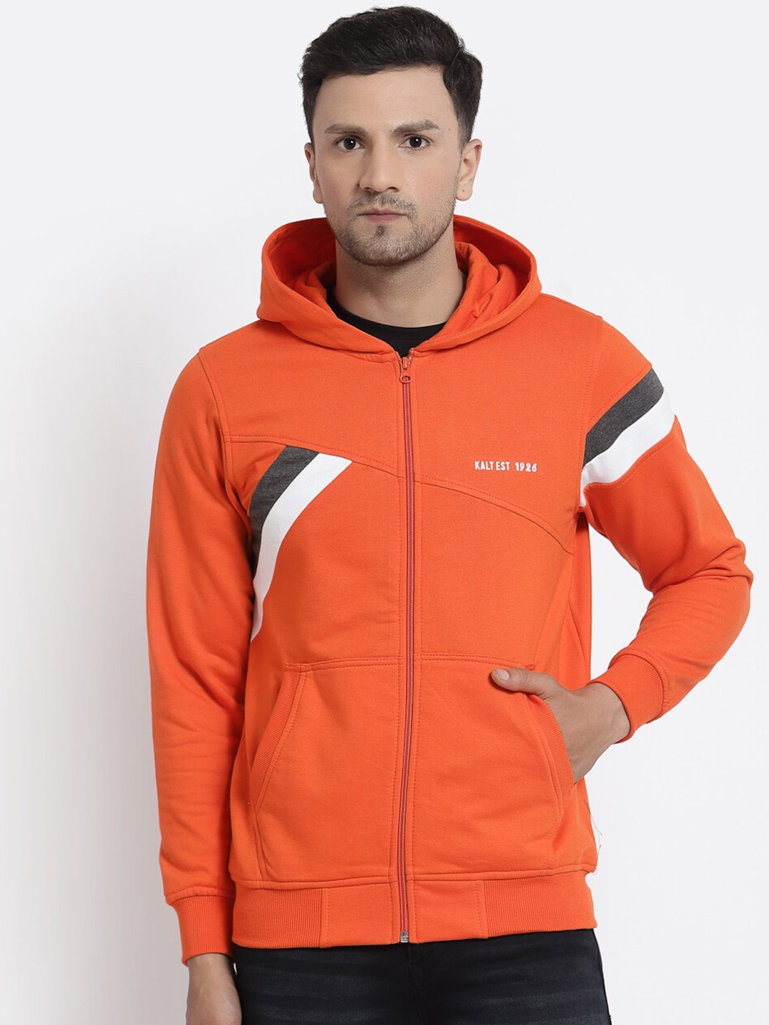 

Kalt Hooded Front-Open Sweatshirt, Orange