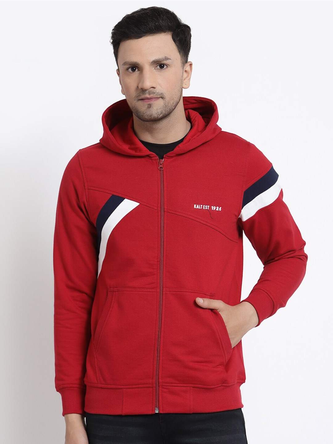 

Kalt Hooded Front-Open Sweatshirt, Red