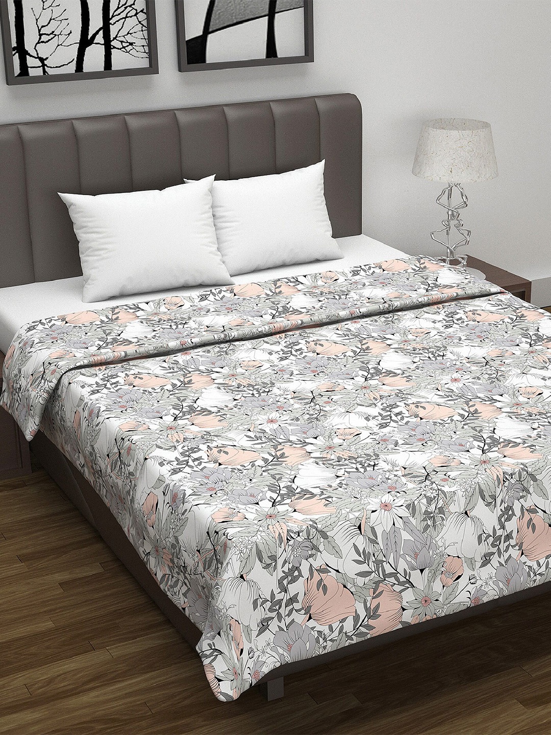 

Divine Casa Garden Bliss Peach-Colored Mild Winter Cotton 120 GSM Reversible Double Bed Dohar