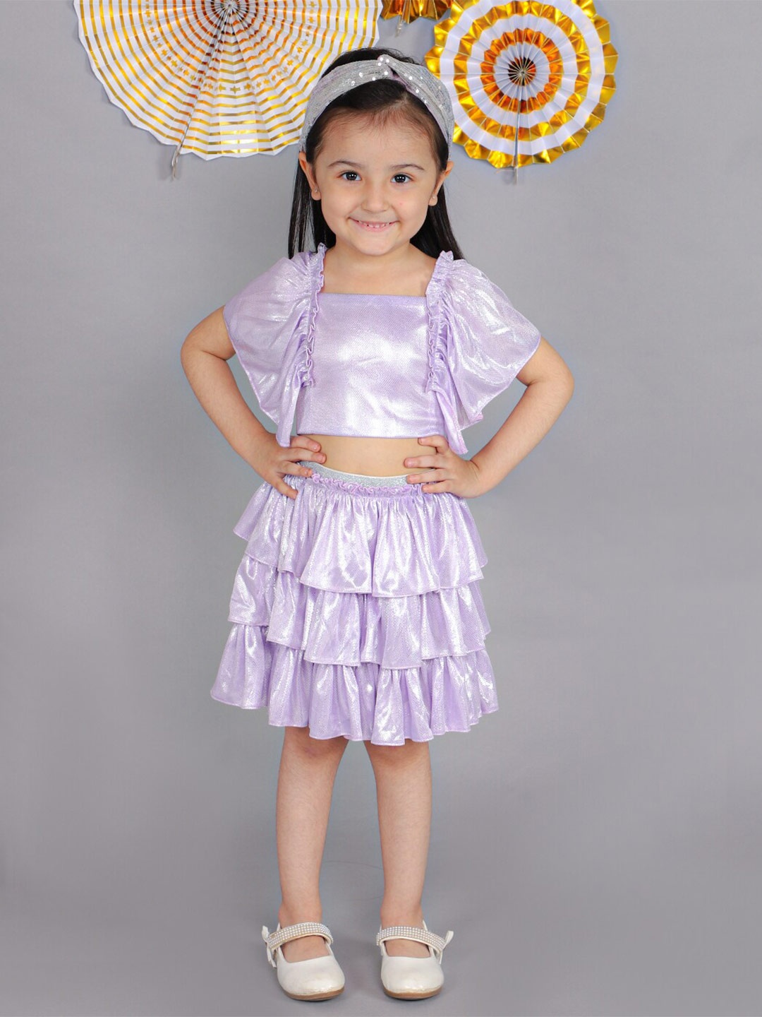

LIL DRAMA Girls Top with Skirt, Lavender