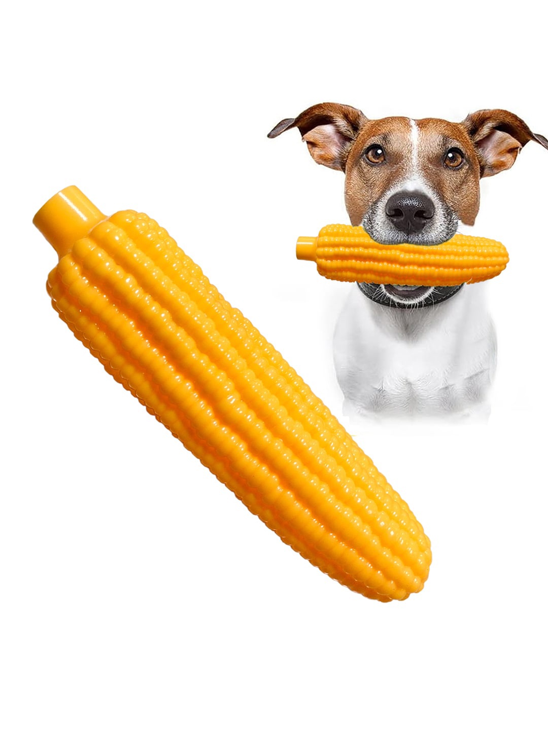 

Emily pets Corn-Shaped Textured Squeaky Pet Toys, Yellow